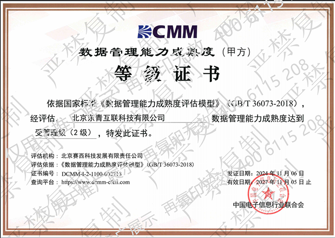 數(shù)據(jù)管理能力成熟度（DCMM）資質(zhì)貳級